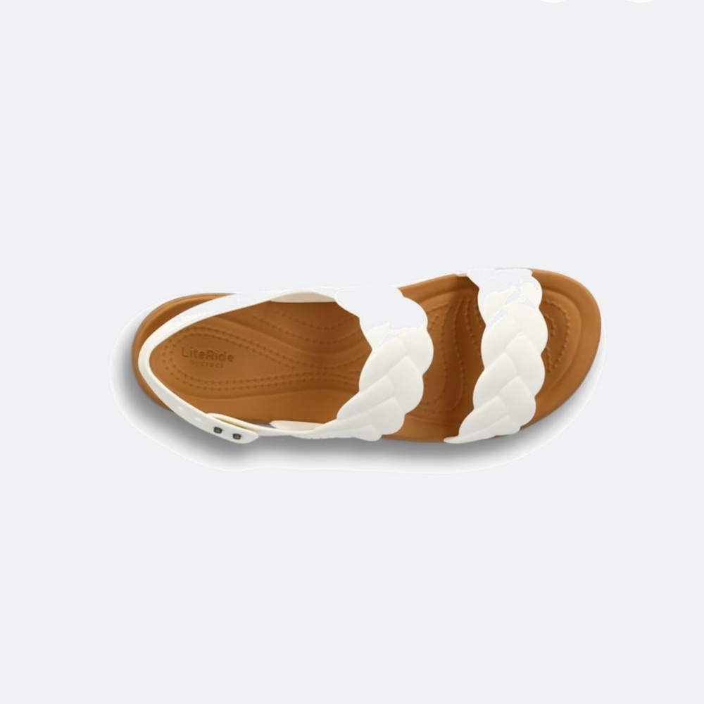 Crocs White and Brown Braided Sandals “Brittany”